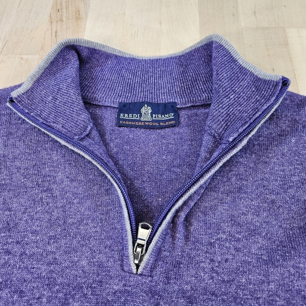 Eredi Pisano Men’s XXLARGE Cashmere Wool Blend 1/4 Zip UpPurple Pullover Sweater